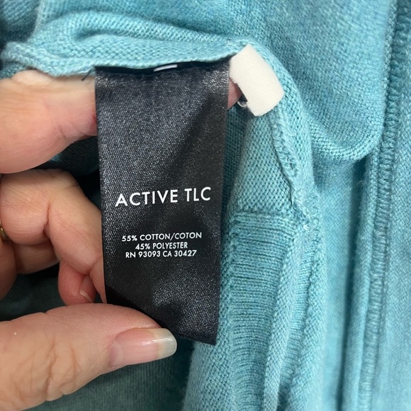 Nic + Zoe Active Open Front Cardigan Soft Teal Long Line Cotton Blend Size S/M - Picture 9 of 9